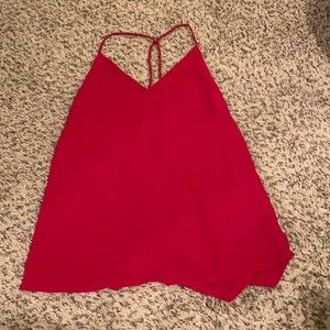 Open back red tank top